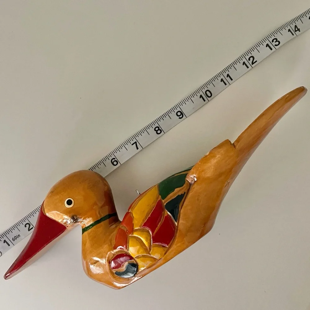 Vintage Folk Art Hand Carved Wooden Korean Wedding Duck - Picture 8 of 9